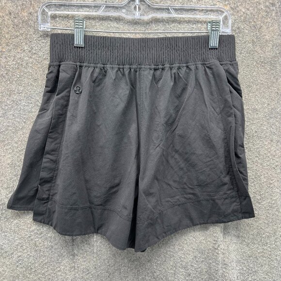 Lululemon Shorts Womens 8 Black Inner Glow Soft Stretch Terry High Rise - Picture 1 of 10